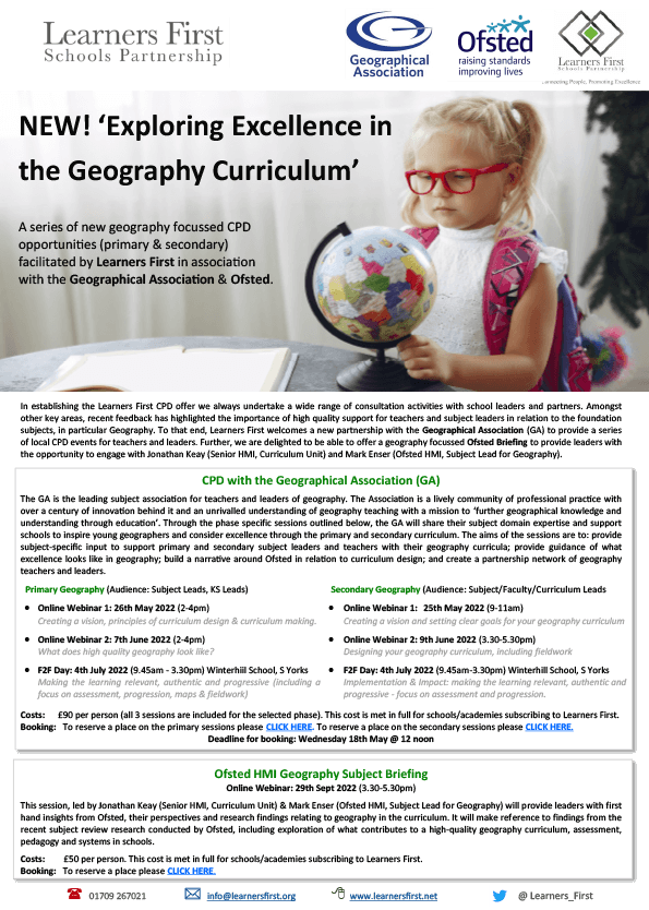 Geography Association & Ofsted Curriculum CPD Flyer